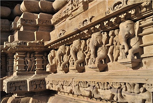 大象,雕塑,庙宇,西部,克久拉霍,中央邦,印度