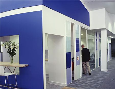 办公室,蓝色,墙