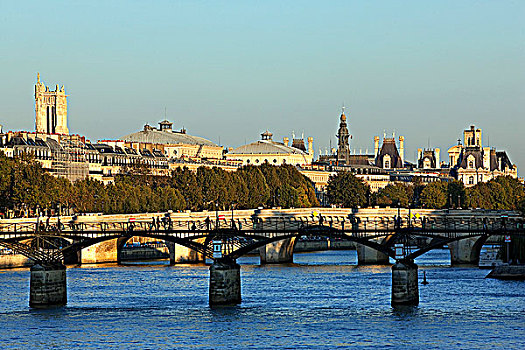 法国,巴黎,艺术桥,上方,赛纳河