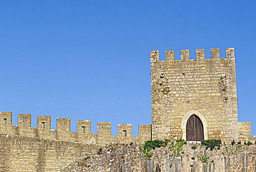 葡萄牙,奥比都斯,城堡,塔,墙壁,12世纪