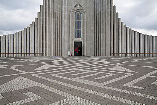 入口,教堂,雷克雅未克,冰岛,欧洲
