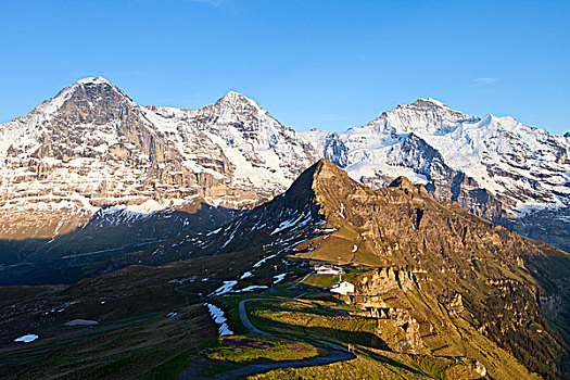 山峦,艾格尔峰,少女峰,山,餐馆,伯恩高地,瑞士,欧洲