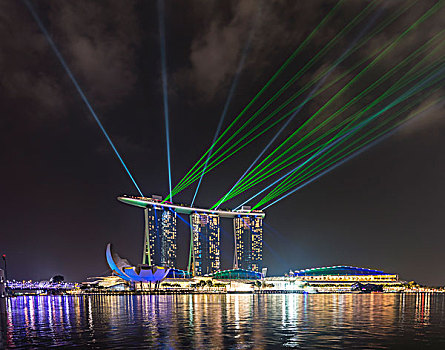 雷射,展示,码头,湾,沙,酒店,新加坡,亚洲