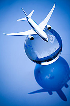 客机,地球,蓝色背景