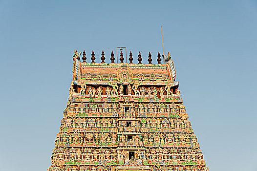 楼塔,门楼,安曼,庙宇,马杜赖,泰米尔纳德邦,印度,亚洲