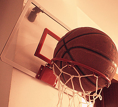 客厅里的篮球框与篮球