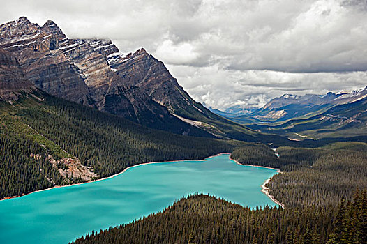 青绿色,高山湖,加拿大,落基山脉,艾伯塔省