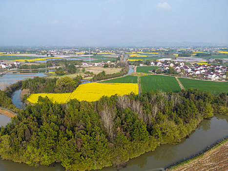 航拍中国安徽省宣城市郎溪县田园春色