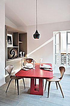 红栎,桌子,设计师,椅子,仰视,吊灯,餐厅