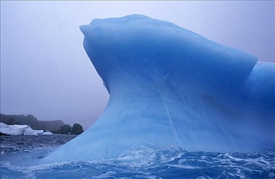 平滑,融化,冰山,蓝色,冰,南极