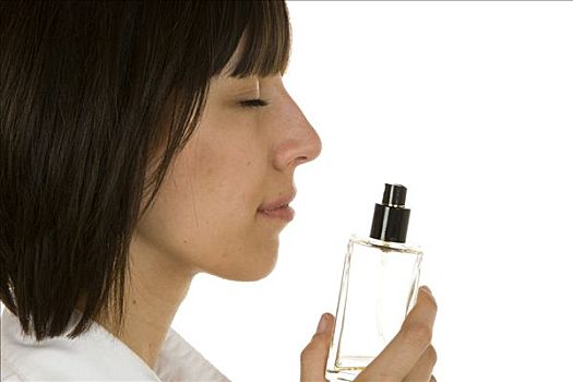 女人,嗅,香水瓶