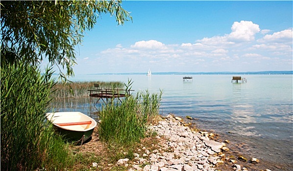 垂钓,船,巴拉顿湖,匈牙利