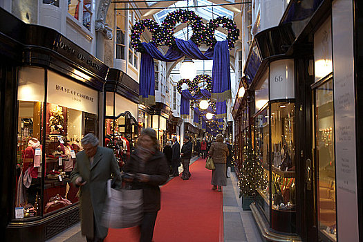 英格兰,伦敦,圣诞购物,伯林顿,拱廊