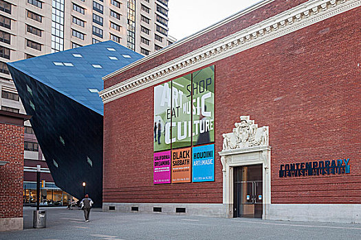 现代,犹太,博物馆,旧金山,加利福尼亚,看,引人注目,蓝色,入口,人