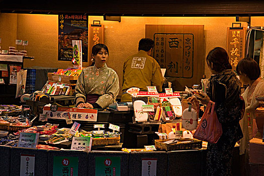 店,腌黄瓜,靠近,清水寺,京都,日本