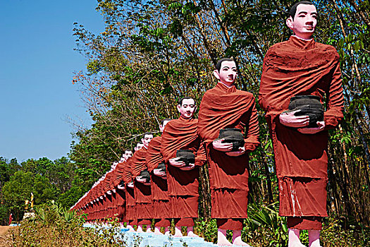 僧侣,雕塑,缅甸,亚洲
