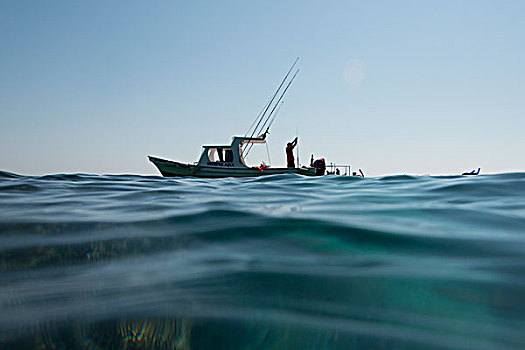风景,渔船,海上,伊斯塔帕,墨西哥