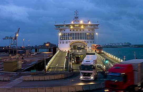 车辆渡船,港口,北加莱海峡地区,法国,欧洲