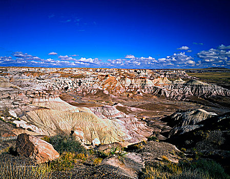 美国,亚利桑那,石化森林国家公园,蓝色,方山,俯瞰