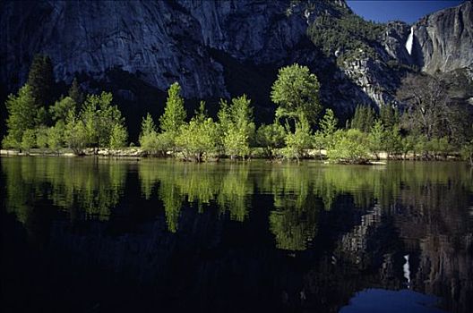瀑布,国家公园,上优胜美地瀑布,默塞德河,优胜美地国家公园,加利福尼亚,美国