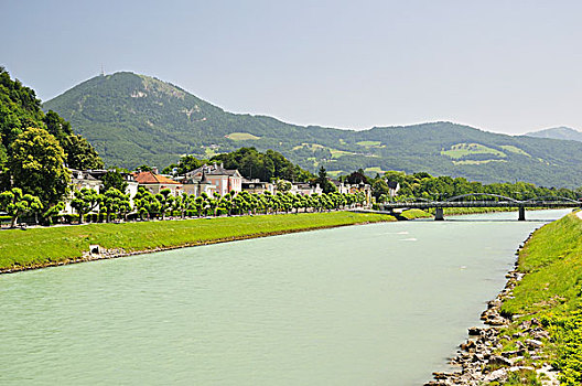 萨尔察赫河,河,老城,萨尔茨堡,奥地利
