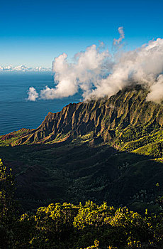 壮观,结束,道路,俯瞰,纳帕利海岸,夏威夷,美国