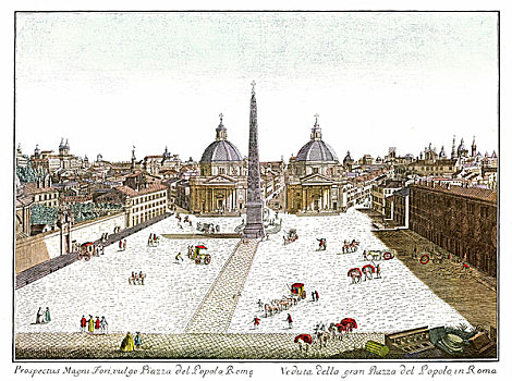历史,风景,罗马,广场,1780年,奶奶,铜刻,色彩