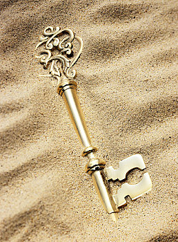 老式,钥匙,沙子