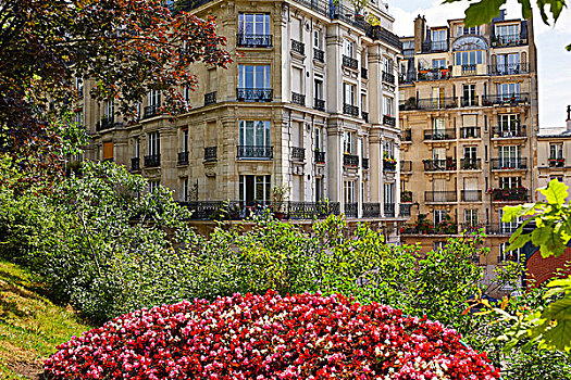巴黎,蒙马特尔,花园,建筑,风景,法国