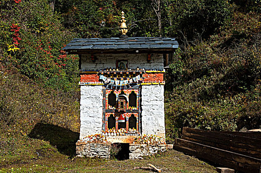小,蔽护,佛教,转经轮,入口,不丹,南亚