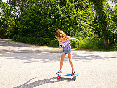女孩,滑板,平衡