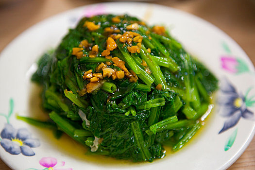 特写台湾传统美食美味的烫青菜