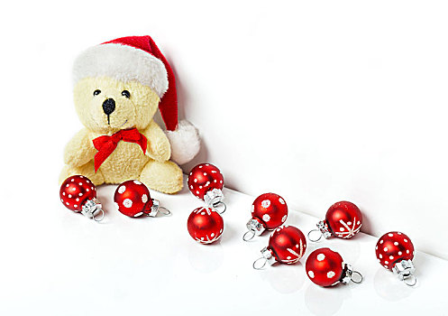 泰迪熊,圣诞节,彩球