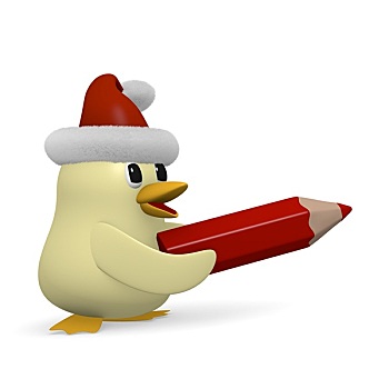 鸟,红色,铅笔