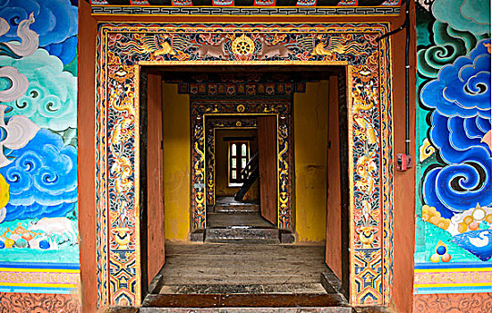 进入,圣所,普那卡宗,寺院,要塞,普那卡,地区,不丹,亚洲