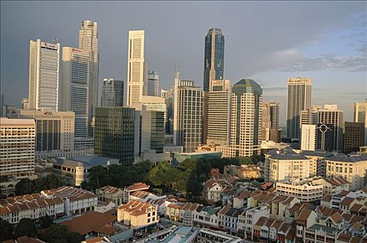 城市天际线,唐人街,屋顶,新加坡