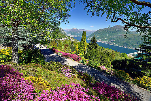 风景,湖,卢加诺,坝,凯洛纳,提契诺河,瑞士,欧洲