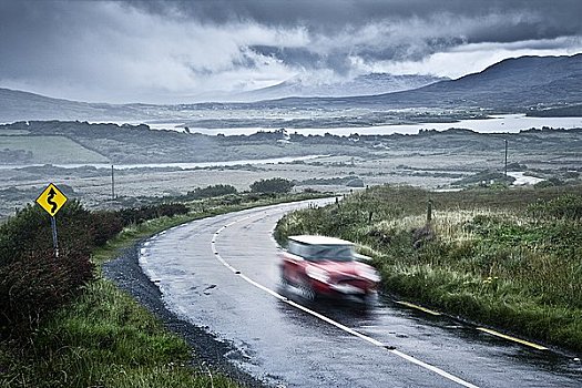 汽车,路湿,康纳玛拉,爱尔兰