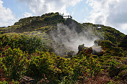 喷气孔,亚速尔群岛,葡萄牙,欧洲