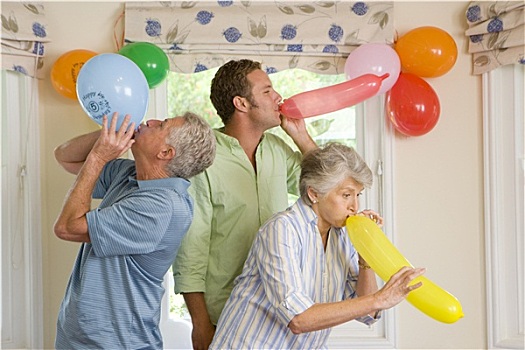 人,吹,向上,生日,气球