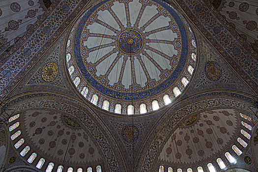 土耳其伊斯坦布尔,蓝色清真寺穹顶