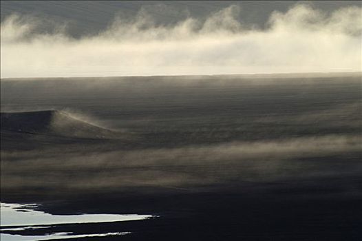 晨雾,火山,冰岛