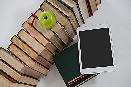 苹果,数码,书本,白色背景,背景,俯视