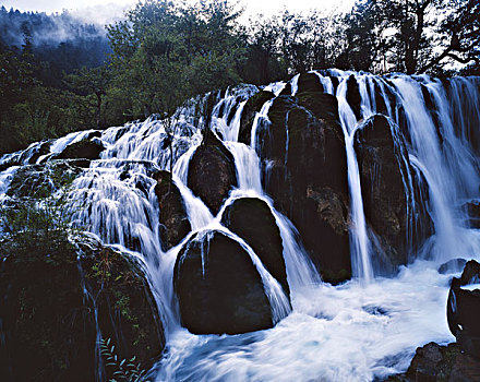 四川九寨沟水景,全景