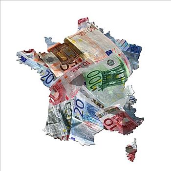 欧元,钞票,地图,法国