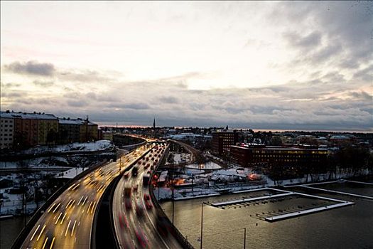 交通,冬天,斯德哥尔摩,瑞典