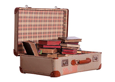 老,手提箱,旧书