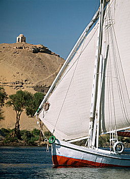 三桅帆船,尼罗河,陵墓,贵族,后面