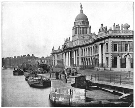 海关大楼,都柏林,爱尔兰,迟,19世纪,艺术家,未知