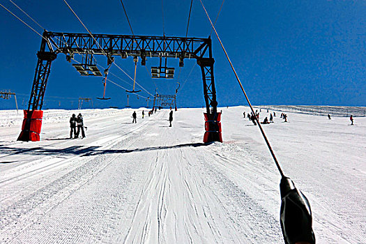 法国,东方,阿尔卑斯山,滑雪道,风景,滑雪缆车,多,滑雪